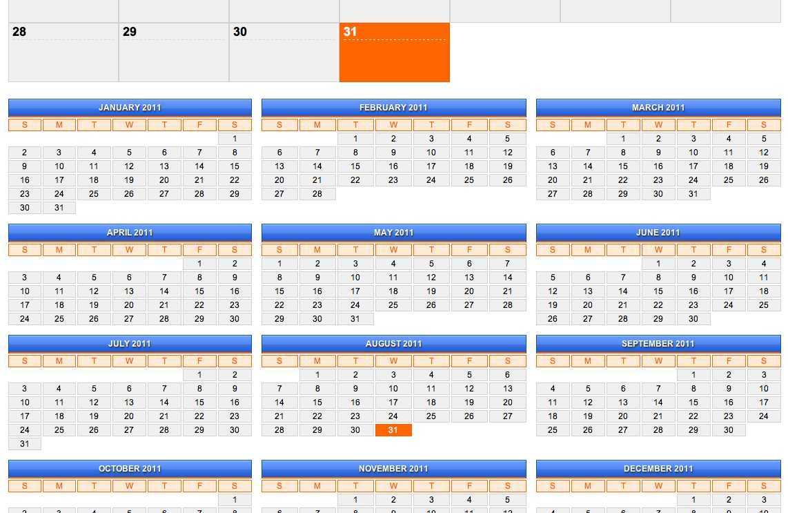 FusionBB - Calendar Year View